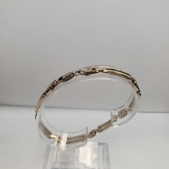 Vintage STERLING SILVER BRACELET Fancy Mid Century Modern Link Retro Unisex - Picture 2 of 4